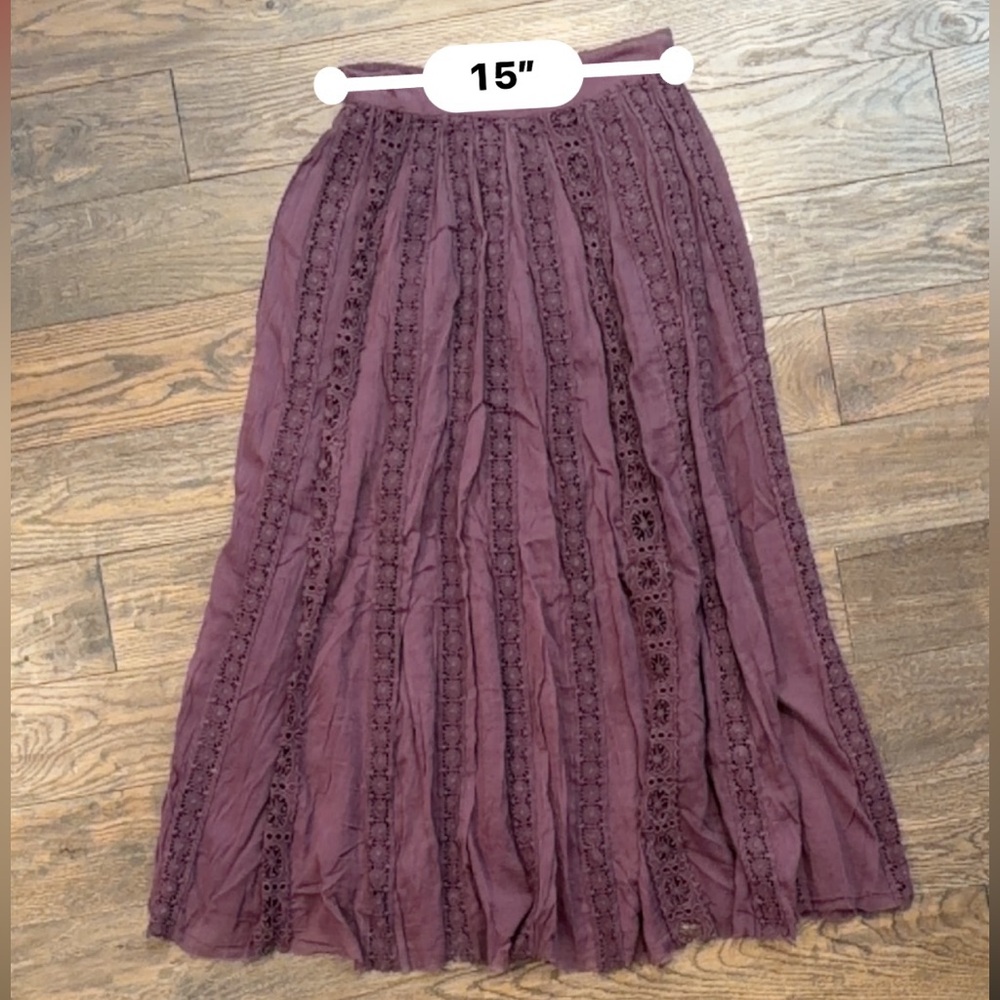 Free People Elegant Eggplant Purple Lace Maxi Skirt RARE - Picture 6 of 11